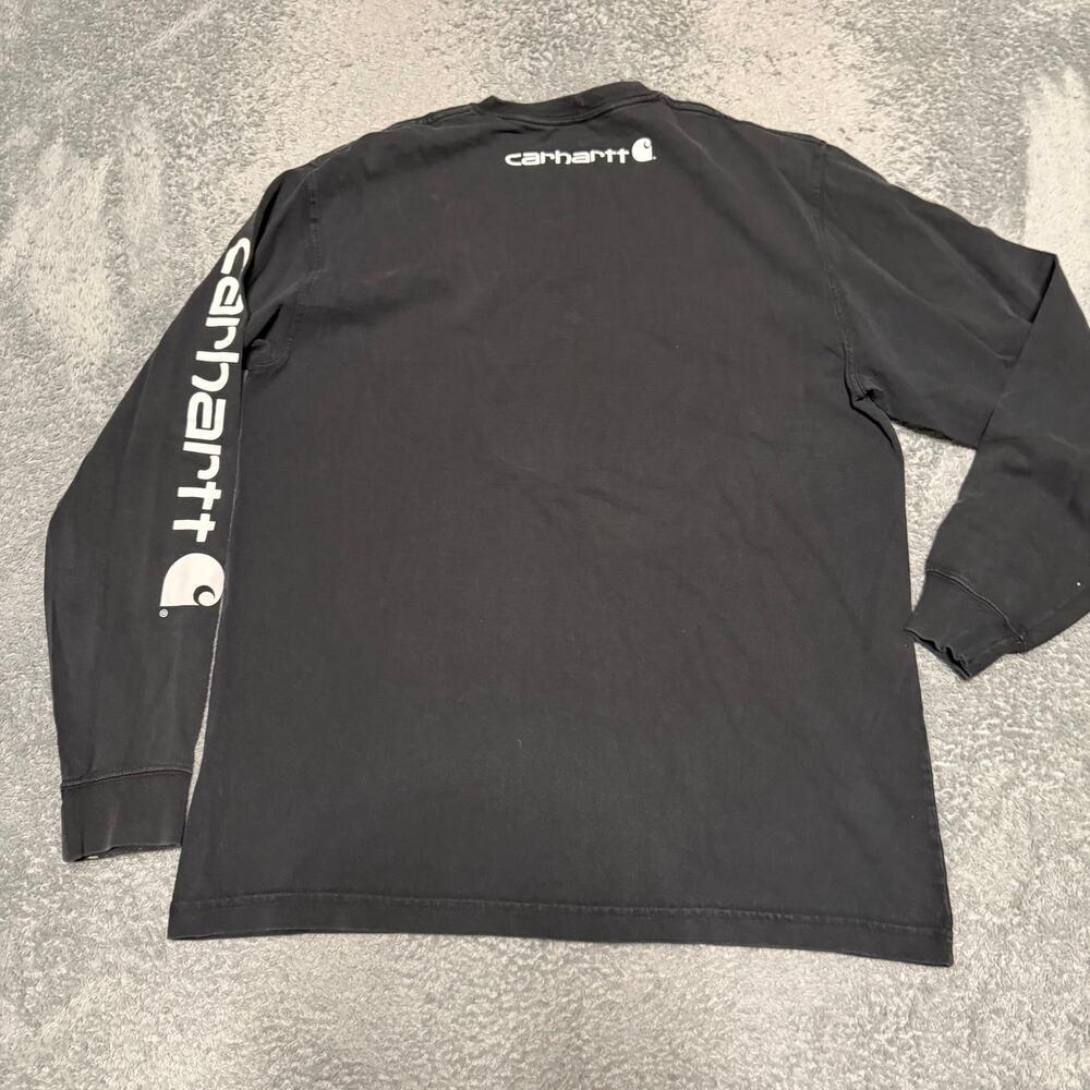 Carhartt Shirt Mens Medium Black Long Sleeve Graphic Workwear ***